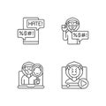 Online bullying linear icons set