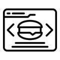 Online burger order icon outline vector. Menu service