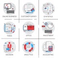 Online Business Analysis Statistics Finance Diagram Office Work Icon Set Royalty Free Stock Photo