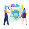 Online business antivirus data protection, enterprise internet secure information flat vector illustration, isolated on