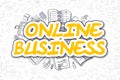 Online Business - Cartoon Yellow Word. Business Concept.