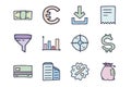 Online business color vector doodle simple icon set Royalty Free Stock Photo