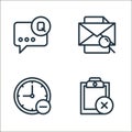 online business communication line icons. linear set. quality vector line set such as document, clock, email