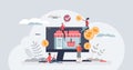 Online business and ecommerce shopping business model tiny person concept