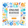 Online business landing page template. Business project, finance and marketing website interface vector