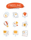 Online business - modern line design style icons set Royalty Free Stock Photo