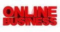 ONLINE BUSINESS red word on white background illustration 3D rendering Royalty Free Stock Photo