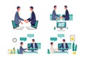Online business talk concept. Vector illustration of people having communication via telecommuting system. Concept for Business Royalty Free Stock Photo