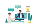 Online business talk concept. Vector illustration of people having communication via telecommuting system. Concept for Business Royalty Free Stock Photo