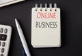 Online business text on notepad Royalty Free Stock Photo