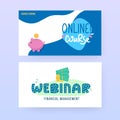 Online business training banners with ad text. Royalty Free Stock Photo