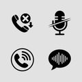 Online Calling and Live Interaction Icons solid icon set. virtual calling real time interaction solid icons Royalty Free Stock Photo