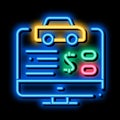 Online Car Buy neon glow icon illustration Royalty Free Stock Photo