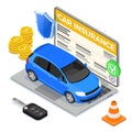 Online Car Insurance Isometric Concept