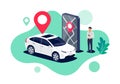 Online Car Sharing Location Monitoring Service Remote Controlled Via Smartphone App Royalty Free Stock Photo