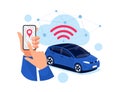 Online Car Sharing Parking Service Remote Cloud Data Controlled Via Smartphone App Royalty Free Stock Photo