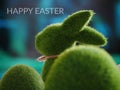 An online card with a green bunny and eggs that says 'Happy Easter'