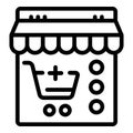Online cart shop icon outline vector. Mobile retail