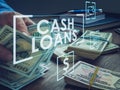 Online cash loans concept. Hands counting money.