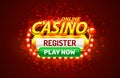 Online Casino coin, cash machine play now register. Royalty Free Stock Photo