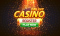 Online Casino coin, cash machine play now register. Royalty Free Stock Photo