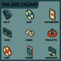 Online casino color outline isometric icons Royalty Free Stock Photo