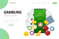 Online Casino Concept. Online Big Slots Casino Marketing Banner, Gaming Apps. Web landing page template Royalty Free Stock Photo