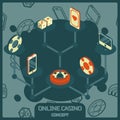 Online casino concept color isometric icons Royalty Free Stock Photo