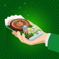 Online Casino Concept. Online Big Slots Casino Marketing Banner, Gaming Apps Royalty Free Stock Photo