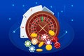 Online Casino Concept. Online Big Slots Casino Marketing Banner, Gaming Apps Royalty Free Stock Photo