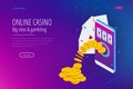 Online Casino Concept. Online Big Slots Casino Marketing Banner, Gaming Apps Web landing page template Royalty Free Stock Photo