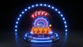 Online Casino Gambling Concept With Neon Lights - 3D Illustration Royalty Free Stock Photo