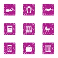 Online casino icons set, grunge style Royalty Free Stock Photo