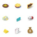 Online casino icons set, isometric style Royalty Free Stock Photo