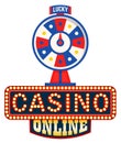 Online Casino Logo, Lucky Fortune Wheel Isolated