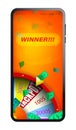 Online casino in realistic smartphone. Roulette game, wheel of fortune. Sports betting. Online game winner, jackpot. Element for Royalty Free Stock Photo