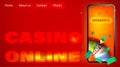 Online casino in realistic smartphone. Roulette game, wheel of fortune. Sports betting. Online game winner, jackpot. Horizontal Royalty Free Stock Photo