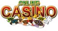 Online Casino Sticker. With the image of dice and chips. There is an additional PNG format. Royalty Free Stock Photo