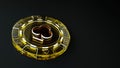 Online Casino Yellow Glass Chip in Clubs Concept - 3D Illustration