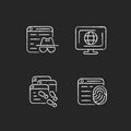 Online censorship chalk white icons set on dark background Royalty Free Stock Photo