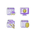 Online censorship purple RGB color icons set