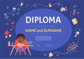 Online certificate children diploma for kindergarten or Elementary Preschool with a cute black boy