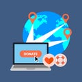 Online charity, donate concept. Flat design.