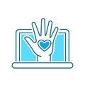 Online charity and volunteering color line icon. Fundraising