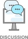 Online chat message notifications with computer vector illustration sms communication, virtual talk Royalty Free Stock Photo
