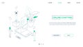 Online chatting - line design style isometric web banner