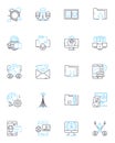 Online chatting linear icons set. Conversation, Messaging, Communication, Socializing, Flirting, Interacting, Chatting