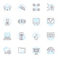 Online chatting linear icons set. Conversation, Messaging, Communication, Socializing, Flirting, Interacting, Chatting Royalty Free Stock Photo