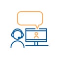 Online chatting with videocall. Vector thin line icon design. Graphic concept for online chatting, webinars Royalty Free Stock Photo