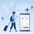 Online check-in,Airline boarding pass ticket with barcode code on mobile phone screen